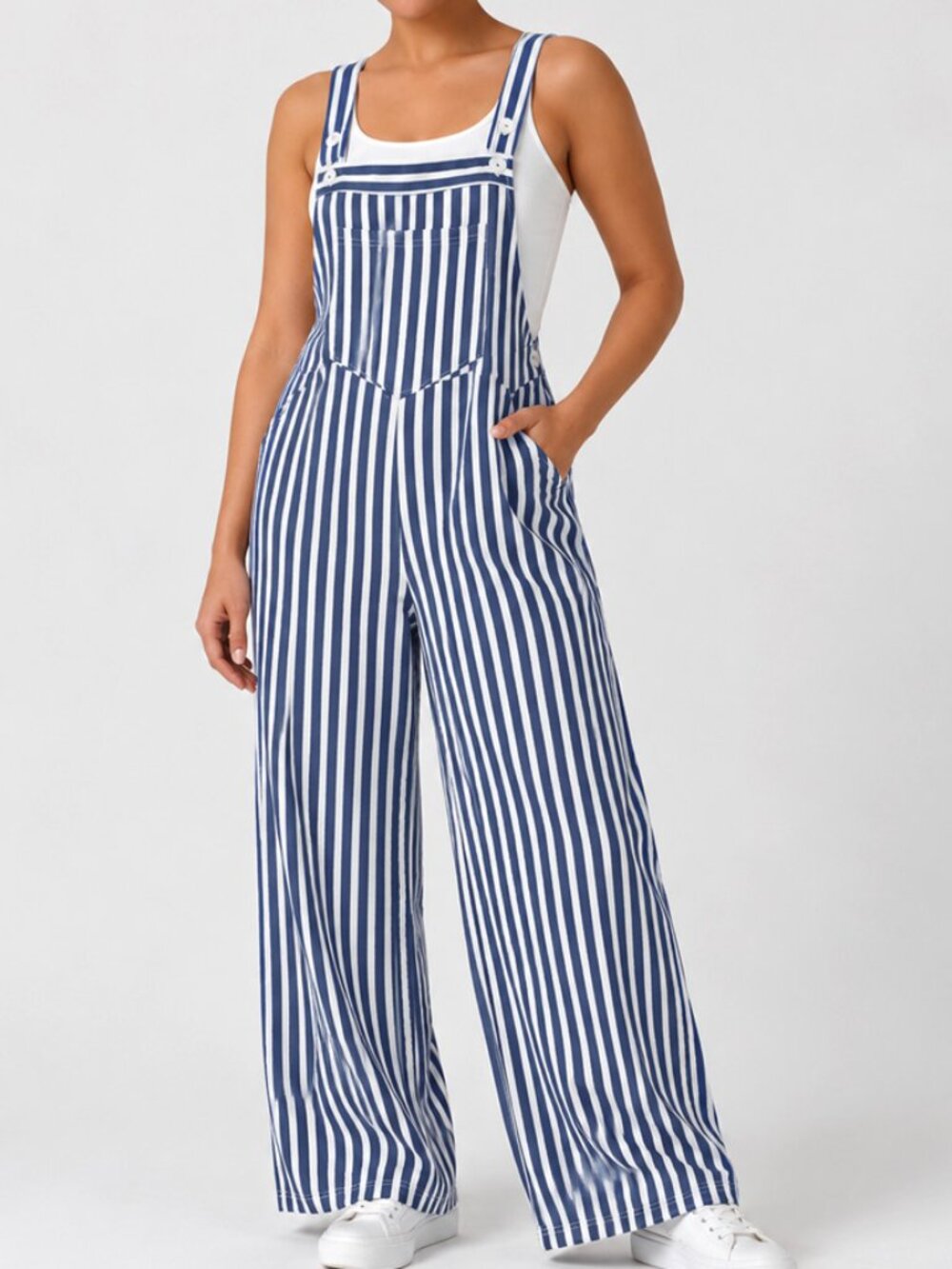 Halara Striped Wide Leg Overalls